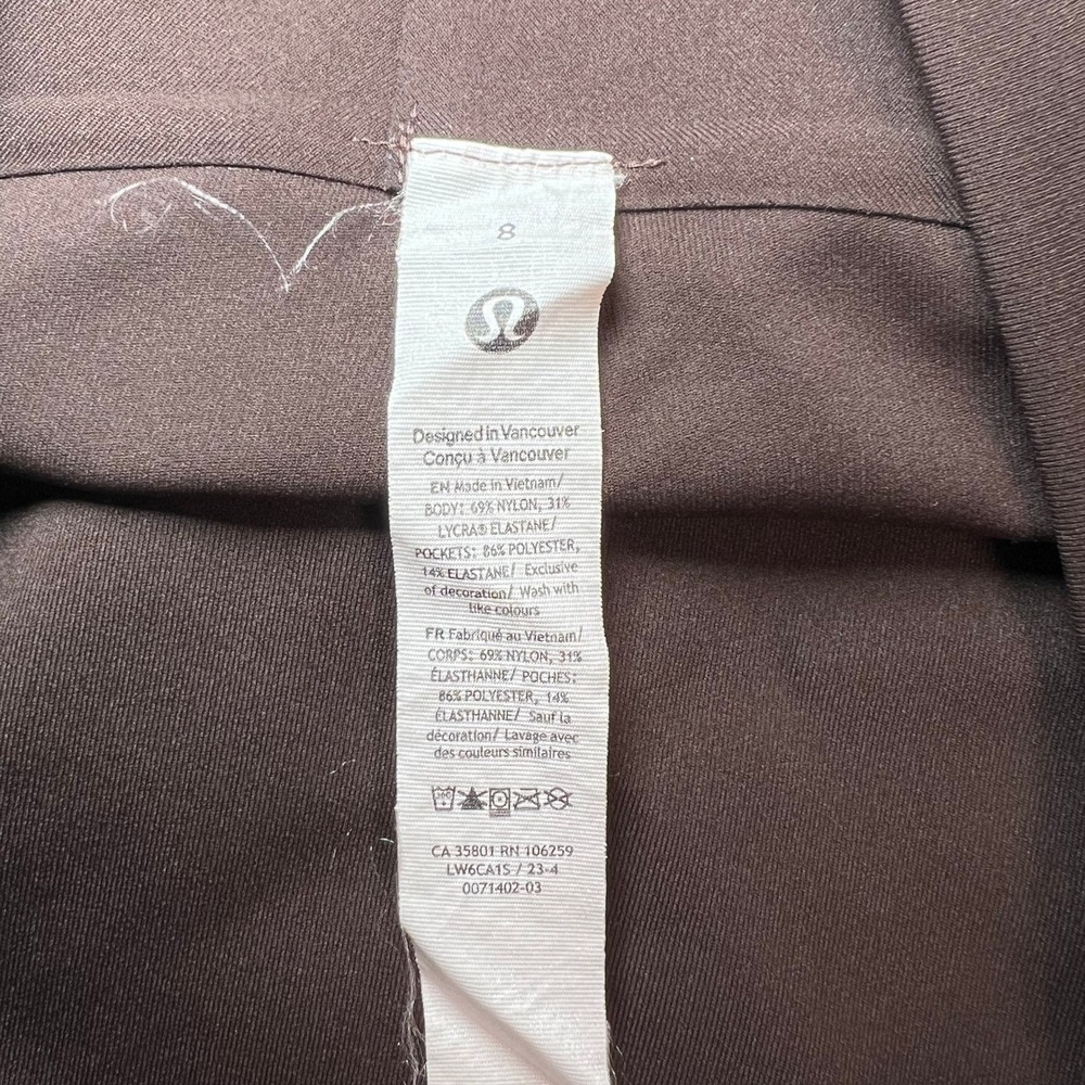 Lululemon Smooth Fit Pull-On High-Rise Cropped Pants Women 8 Java Brown LW6CA1S - Picture 3 of 10